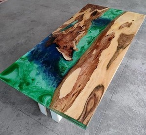 Living Room Luxury Handcrafted <b>Epoxy</b> <b>Resin</b> Rectangle Modern Waterproof Dining <b>Table</b> Acacia Wood <b>Top</b> Customizable Color Size - Product Image 2