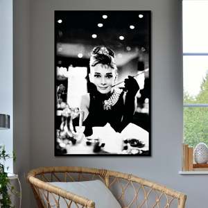Audrey Hepburn <b>Canvas</b> Poster Black Frame for <b>Wall</b> Decor - Product Image 1