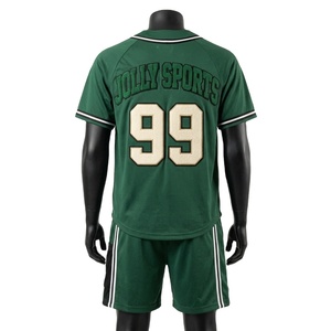 Ensemble short de baseball pour homme en maille polyester respirante, avec empiècements latéraux vert et blanc, broderie en twill, logo personnalisé - Product Image 2