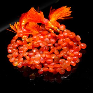 Perles en forme de coeur à facettes cornaline naturelle 8-9mm perles briolette coeur perles cornaline pour la fabrication de bijoux vente - Product Image 2