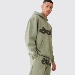 Survêtements évasés personnalisés lavage à l'acide 500 GSM jambe droite Jogging costume en détresse survêtement sweats à capuche et pantalons de survêtement ensembles hommes - Product Image 2