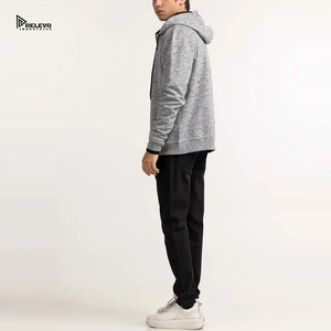 เสื้อฮู้ดซิปผู้ชายผ้าฝ้าย 100% ทรงปกติ สวมใส่สบาย ออกแบบเองได้ ขายส่ง สีตามสั่ง ชุดลำลองสำหรับฤดูใบไม้ผลิ 2 ชิ้น - Product Image 3