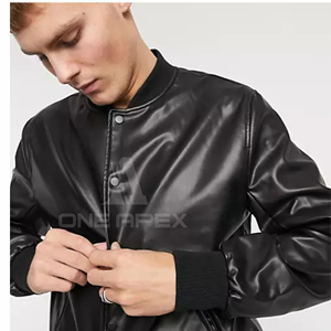 Chaqueta de cuero de piel de oveja para hombre, moda de calle alta, con cuello de pie, ropa de invierno, MOQ bajo, chaqueta para motocicleta, 2025 - Product Image 4