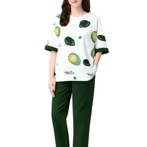 Conjunto de Pijama de Lujo para Mujer, 100% Algodón, Cuello en V, Manga Larga, Fabricante y Proveedor Mayorista OEM - Product Image 2