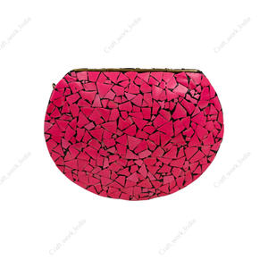 Sac à main en mosaïque rose et blanc fait à la main, sac de soirée de luxe en métal, sac de soirée de mariage, sac à main de créateur pour femmes, cadeau pour elle - Product Image 4