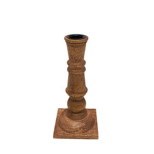 Iron & Mango Wood <b>Candle</b> Stand <b>Black</b> & Natural Colour Small Size <b>Candle</b> <b>Pillar</b> Holder for Home & Wedding Decoration - Product Image 3