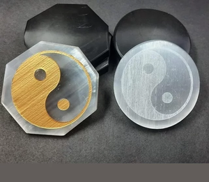 Plaque de chargement en elénite, 1 pièce, Fengshui Agate Selenite, symbole de Metatrone gravé pour guérison Reiki, en vente - Product Image 2