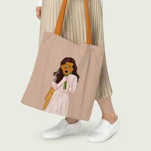 Sac fourre-tout en toile couleur unie Shy Girl avec fermeture éclair et doublure en coton portable pour l'été, l'automne, l'hiver et le printemps - Product Image 4