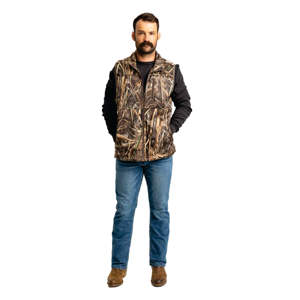 Gilet de chasse Realtree MAX-7 à poils hauts avec doublure en peluche polaire et poches zippées pour une performance chaleureuse et polyvalente - Product Image 1