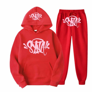Sudadera holgada de gran tamaño con cuello redondo de algodón pesado personalizada Unisex, conjunto de pantalones de chándal con capucha, ropa de calle informal para hombres y mujeres, estampado de otoño - Product Image 4