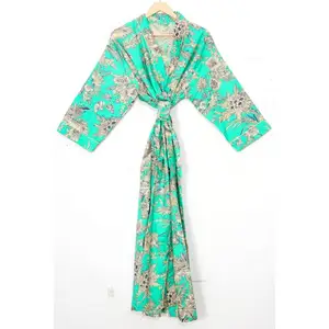 Hint el yapımı pamuk Kimono % 100% saf vual pamuk el baskılı uzun Yukata japon kadın Kimono Robe