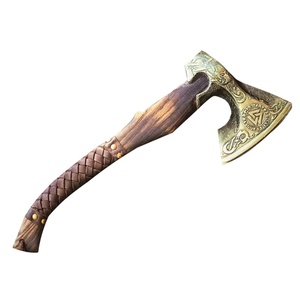 Venta al por mayor personalizado de alta calidad OEM ODM servicio profesional Damasco Camping Logo hacha forjada caza hacha mango de nogal - Product Image 6