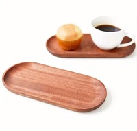 Assiette à dessert rectangulaire en bois massif avec finition polie, design classique écologique pour la maison et la restauration