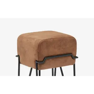 Hot Selling Mid Century Modern Genuine Leather Brown <b>Stool</b> Industrial <b>Stools</b> Home Outdoor Bedroom Furniture-Available Bulk - Product Image 3