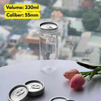 Bouteille transparente en PET pour jus, thé et boissons 250ml/330ml/500ml/650ml avec couvercle en aluminium à anneau de traction, scellage facile à ouvrir, impression numérique