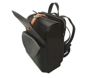 Sac à dos en cuir véritable noir pour femmes, sac à dos de voyage moderne et carré, sac pour ordinateur portable, sac à dos zippé, sac d'école, cadeau, résistant à l'eau - Product Image 3