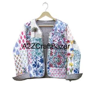 Chaquetas Reversibles Acolchadas Suaves 100% Algodón para Mujer, Estilo Formal, Todas las Temporadas, Manga Larga, Estampados Variados - Product Image 1