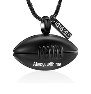 Bijoux de crémation personnalisés Collier pour urne commémorative de football Porte-cendres Urne commémorative en acier inoxydable pour frère et petit ami - Product Image 5