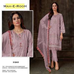 Traje Salwar de ropa india y paquistaní más vendido con Georgette de imitación con bordado pesado Trabajo de secuencia de 3mm - Product Image 3