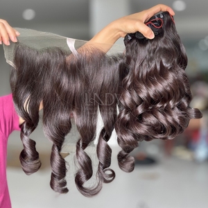 Bonne Qualité Cheveux Bruts Rebondissants Brun Couleur Vietnamien Extensions de Cheveux Humains Frontal et Bundles Ensemble 2025 - Product Image 1