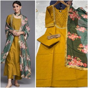 Beautiful Heavy <b>viscos</b> silk with Beautiful Embroidery Dress 3 pieces - Product Image 5