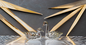 Statues modernes de canard/cygne baiser Belle aluminium pour les sculptures d'oiseaux d'amour Vastu Feng Shui Symbole de l'amour - Product Image 5