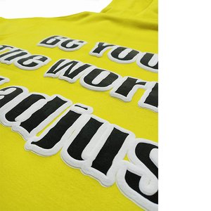 Sweat à capuche zippé 100% coton de haute qualité pour hommes jaune avec imprimé Hip Hop noir lavage à l'acide surdimensionné effet gonflé manteau à capuche d'hiver - Product Image 6