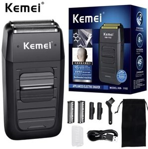 สำหรับ Kemei เครื่องโกนหนวดไฟฟ้า Km-1102 110V/240V, เครื่องโกนหนวดแบบหมุนใบคู่และสามใบสำหรับใช้ในการล้างทำความสะอาดได้ทั้งร่างกายและเครา