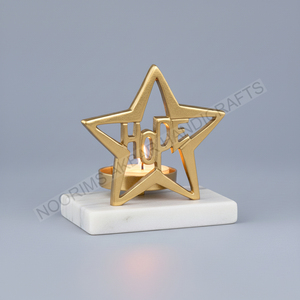 Portavelas de aluminio con estrella plateada, escultura, eslogan de amor, centro, Base de mármol, Idea de regalo decorativa, exportador portátil de decoración del hogar - Product Image 2