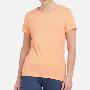 T-shirts à col rond en coton à séchage rapide pour femmes Logo personnalisable Mode d'été décontractée Vente en ligne - Product Image 1