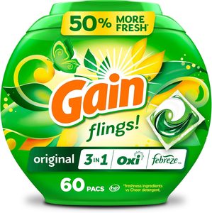 Cápsulas de Detergente para Ropa Gain Flings, 42 Unidades, Aroma Brisa Lunar, Detergente 3 en 1 HE con Oxi Boost y Febreeze - Product Image 4
