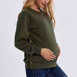 Vente en gros Sweats à capuche à manches longues pour femmes Custom Organic 100% Cotton Hoodie Maternity Gowns Skin-Friendly Loungewear - Product Image 3