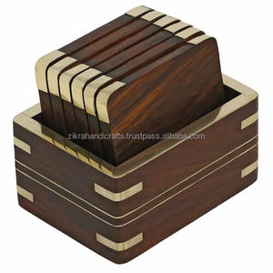 Square Coaster With Metal Stand Factory Quality Wood Design Table Matswalnut, Coasters and Finishing Pads for Home & Table Decor - Product Image 4