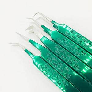 แหนบสแตนเลสสีเขียวสำหรับต่อขนตาอุปกรณ์เสริมความงามพร้อมปลายแหลมทนทาน - Product Image 2