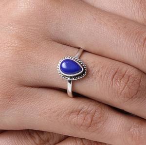 Best Quality Solid 925 Sterling Silver Dainty <b>Ring</b> 7x9mm Pear Shape Twisted Collet Minimalist Band Genuine Afghani Fine <b>Rings</b> - Product Image 2