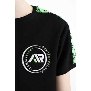 T-shirt imprimé à col rond pour garçons Tommylife, coupe classique, haut à manches courtes en coton noir pour enfants, modèle 11121 - Product Image 6