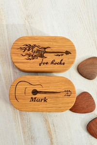 Boîte de rangement pour médiators de guitare en bois massif, fabriquée à la main, durable, pour médiators et accessoires de guitare - Product Image 3