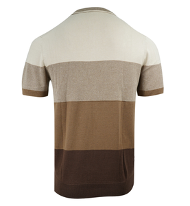 Polo de punto con cremallera de verano para hombre, camiseta de manga corta con solapa de rayas horizontales holgada, ropa ODM de Bangladesh - Product Image 3