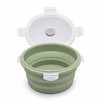Grand récipient alimentaire rond en silicone de 1200 ml avec couvercle verrouillable, boîte à lunch pliable et réutilisable pour le camping, les voyages et la préparation des repas