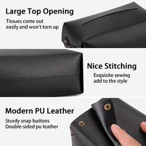 Caja de pañuelos de cuero PU Rectangular moderna, 9,84x5,51x3,86, organizador de tocador de baño con soporte de Metal decorativo - Product Image 5