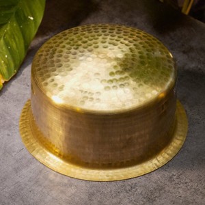 Patila de latón martillado indio con tapa Bhaguna Milk Pot 1 litro/0,26 galones Venta caliente Ollas Sartenes Latón Patila,Pot,Bhagona,Tope - Product Image 4