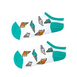 Colorful Ice Cream Patterned White Ankle Sports <b>Socks</b> Digitally Printed - Product Image 1