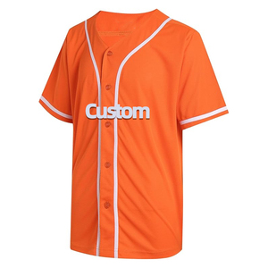 Camiseta de Béisbol Personalizada Naranja de Manga Corta Unisex, Ropa Deportiva de Poliéster que Absorbe la Humedad, Impresión por Sublimación Completa, Logotipo Frontal - Product Image 1