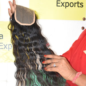 100% Natural Raw Virgin paquetes negros de alta calidad 4*4 Cierre cutícula ondulada alineada extensiones de cabello de templo indio humano - Product Image 6