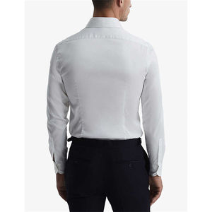 <b>Men</b> <b>Long</b> <b>Sleeve</b> Cotton Blend Dress <b>Shirt</b> Anti-Static Flame-Retardant Formal Business Office <b>White</b> Silk Touch Finish Curved Hem - Product Image 2