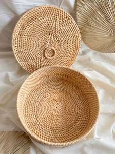 Cestas de Almacenamiento de Alimentos Ecológicas de Ratán Natural Sisu Handicraft con Asa, Forma Circular, Multiusos para el Hogar - Product Image 5