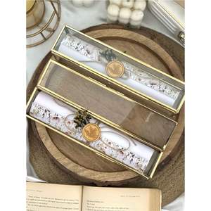 Antique Style Brass Frame Glass Scroll Display <b>Box</b> - Transparent Certificate Storage Case, Keepsake Memorial <b>Box</b> for Letters - Product Image 4