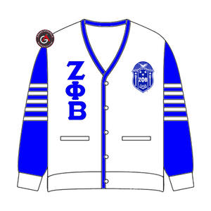 Cardigans en acrylique pour femmes Zeta Phi Beta avec broderie fine |   Pull cardigan personnalisé brodé pour femmes ZOB Sorority - Product Image 1