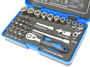 36pcs 1/4 'Drive 60T Spline Socket Wrench and Bit Kit avec Case Combination Tool OEM Personnalisable - Product Image 3