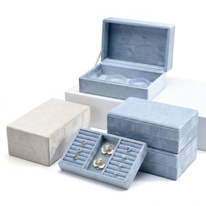 Velvet Double Layer Jewelry <b>Storage</b> Box Wholesale Custom Bangle Bracelet <b>Ring</b> Earring Organizer Box Packaging Case - Product Image 3